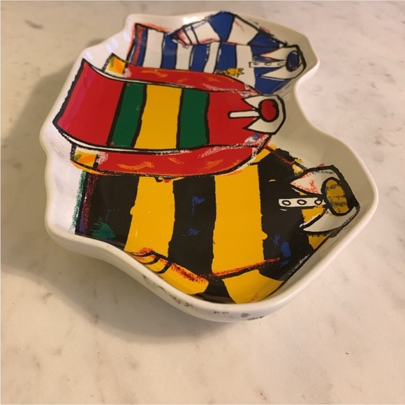 Rowing Blazers LIMITED EDITION Rugby Stripe Shirts Ceramic Stoneware Tray - Picture 9 of 11